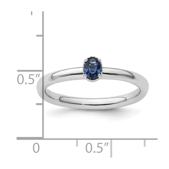 Rings Sterling Silver Stackable Expressions Created Sapphire Single Stone Ring Goldia