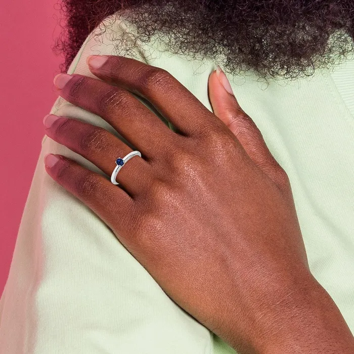 Rings Sterling Silver Stackable Expressions Created Sapphire Single Stone Ring Goldia