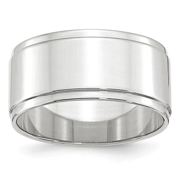 Solid 10K White Gold 10mm Flat with Step Edge MensWomens Wedding Band Ring Size 85 Goldia Rings Solid 10K White Gold 10mm Flat with Step Edge MensWomens Wedding Band Ring Size 85 Goldia Rings