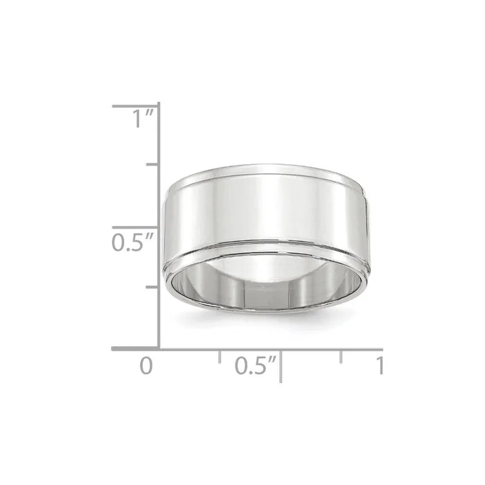 Solid 10K White Gold 10mm Flat with Step Edge MensWomens Wedding Band Ring Size 85 Goldia Rings Solid 10K White Gold 10mm Flat with Step Edge MensWomens Wedding Band Ring Size 85 Goldia Rings