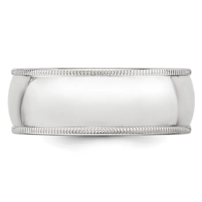 Solid 10K White Gold 8mm Milgrain Half Round MensWomens Wedding Band Ring Size 6 Goldia Rings Solid 10K White Gold 8mm Milgrain Half Round MensWomens Wedding Band Ring Size 6 Goldia Rings