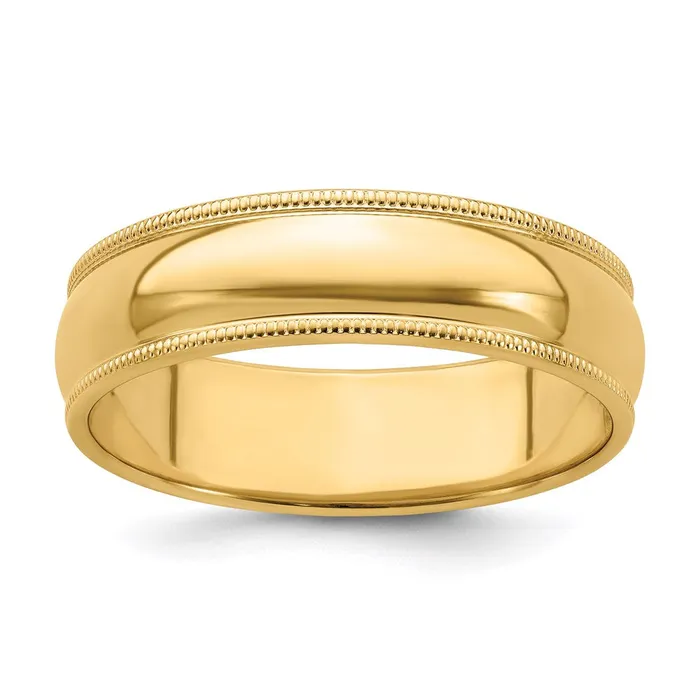 Solid 10K Yellow Gold 6mm Milgrain HalfRound Wedding MensWomens Wedding Band Ring Size 55 Goldia Rings Solid 10K Yellow Gold 6mm Milgrain HalfRound Wedding MensWomens Wedding Band Ring Size 55 Goldia Rings