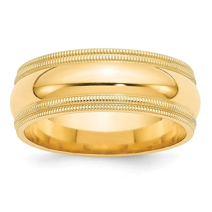 Solid 10K Yellow Gold 8mm Double Milgrain Comfort Fit MensWomens Wedding Band Ring Size 75 Goldia Rings Solid 10K Yellow Gold 8mm Double Milgrain Comfort Fit MensWomens Wedding Band Ring Size 75 Goldia Rings