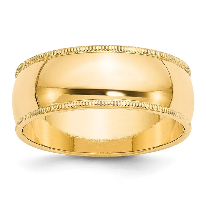 Solid 10K Yellow Gold 8mm Milgrain Half Round MensWomens Wedding Band Ring Size 45 Goldia Rings Solid 10K Yellow Gold 8mm Milgrain Half Round MensWomens Wedding Band Ring Size 45 Goldia Rings