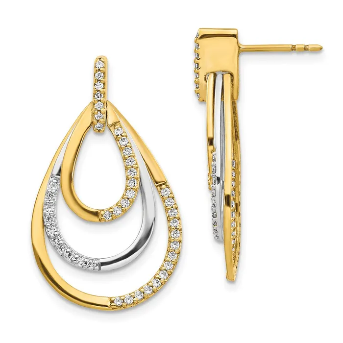 Solid 14k Twotone Simulated CZ Earrings Goldia Earrings