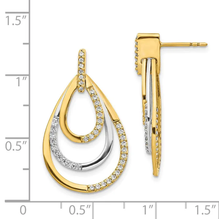Solid 14k Twotone Simulated CZ Earrings Goldia Earrings