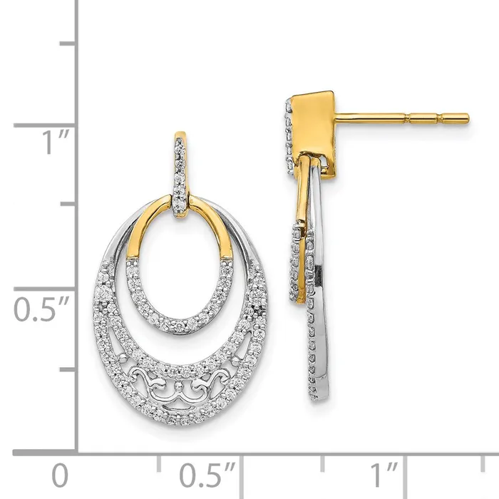 Solid 14k Twotone Simulated CZ Earrings Goldia Earrings