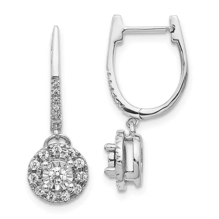 Solid 14k White Gold 035ct Dia Round Dangle Hinged Hoop Earrings Goldia Earrings Solid 14k White Gold 035ct Dia Round Dangle Hinged Hoop Earrings Goldia Earrings