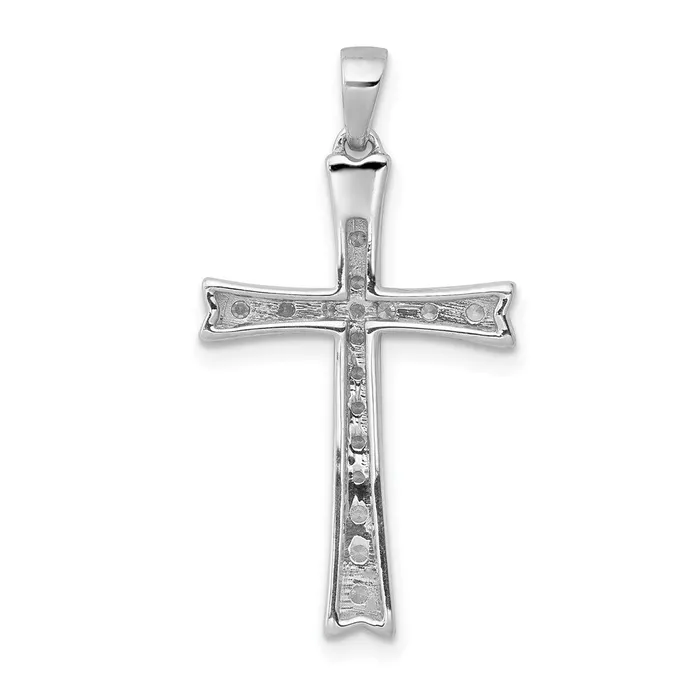 Solid 14k White Gold 15ct Simulated CZ Cross Pendant Goldia Necklaces Solid 14k White Gold 15ct Simulated CZ Cross Pendant Goldia Necklaces