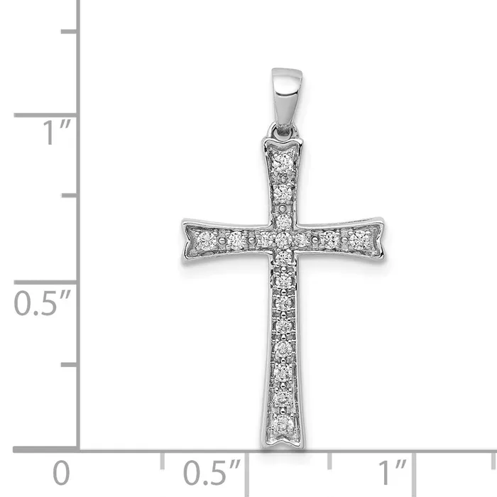 Solid 14k White Gold 15ct Simulated CZ Cross Pendant Goldia Necklaces Solid 14k White Gold 15ct Simulated CZ Cross Pendant Goldia Necklaces