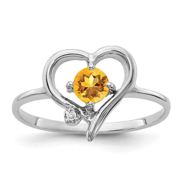 Solid 14k White Gold 4mm Simulated Citrine AA CZ Ring Goldia Rings