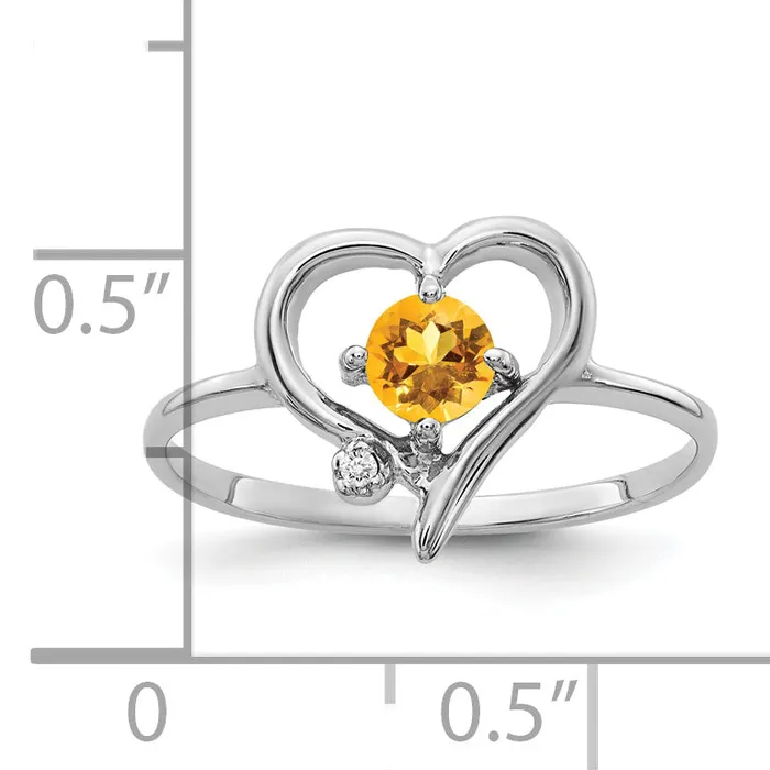 Solid 14k White Gold 4mm Simulated Citrine AA CZ Ring Goldia Rings