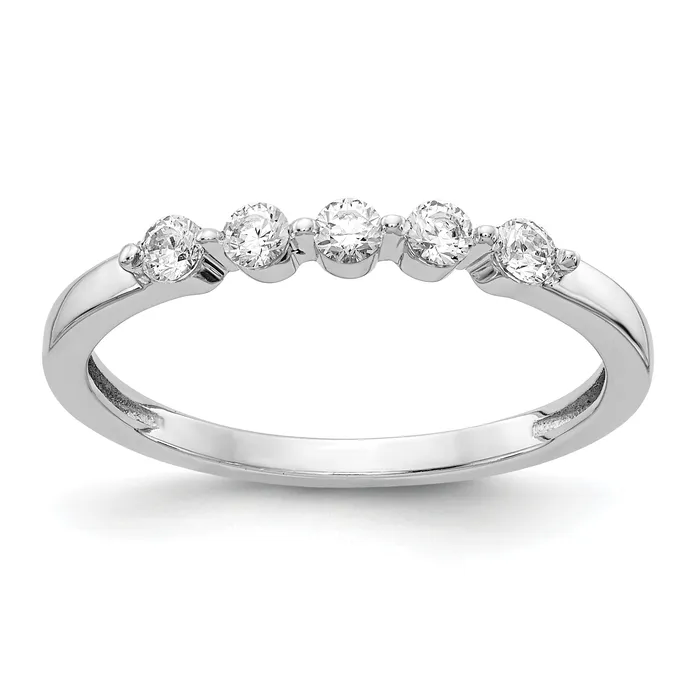 Solid 14k White Gold 5stone Simulated CZ Ring Goldia Rings