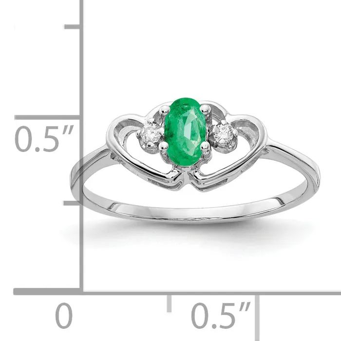 Solid 14k White Gold 5x3mm Oval Simulated Emerald AA CZ Ring Goldia Rings