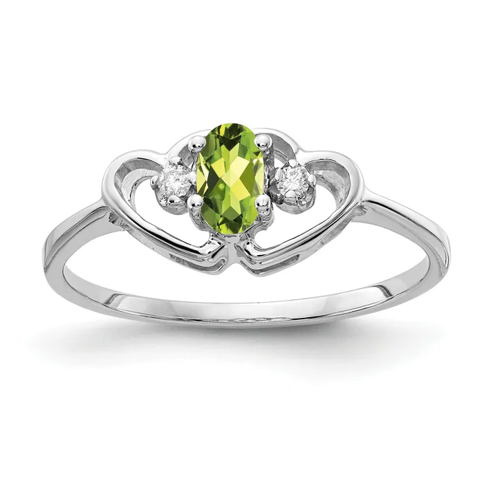 Solid 14k White Gold 5x3mm Oval Simulated Peridot VS CZ Ring Goldia Rings