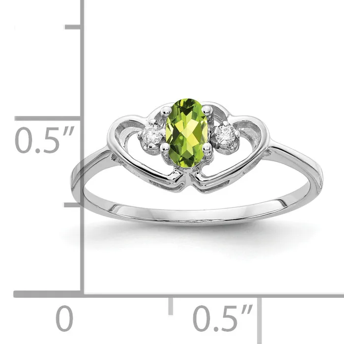 Solid 14k White Gold 5x3mm Oval Simulated Peridot VS CZ Ring Goldia Rings