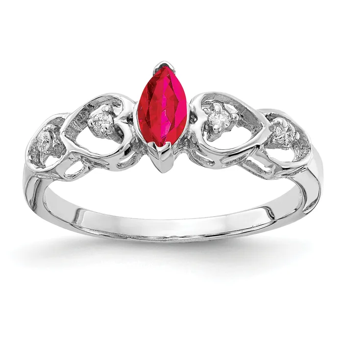 Solid 14k White Gold 6x3mm Marquise Simulated Ruby AA CZ Ring Goldia Rings Solid 14k White Gold 6x3mm Marquise Simulated Ruby AA CZ Ring Goldia Rings