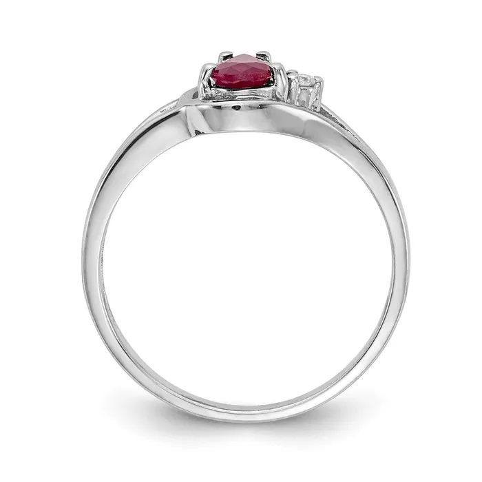 Solid 14k White Gold 6x4mm Pear Simulated Ruby A CZ Ring Goldia Rings