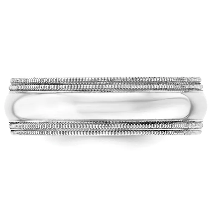 Solid 14K White Gold 7mm Double Milgrain Comfort Fit MensWomens Wedding Band Ring Size 12 Goldia Rings Solid 14K White Gold 7mm Double Milgrain Comfort Fit MensWomens Wedding Band Ring Size 12 Goldia Rings