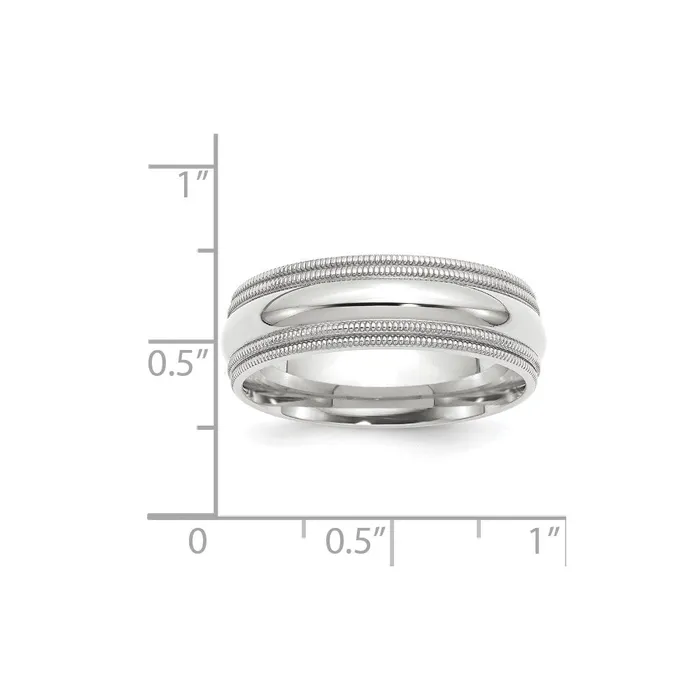 Solid 14K White Gold 7mm Double Milgrain Comfort Fit MensWomens Wedding Band Ring Size 12 Goldia Rings Solid 14K White Gold 7mm Double Milgrain Comfort Fit MensWomens Wedding Band Ring Size 12 Goldia Rings