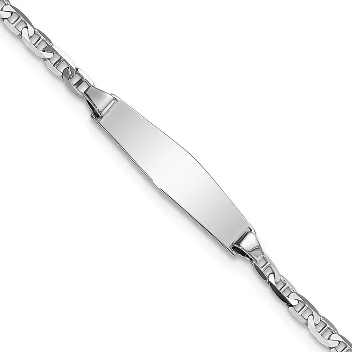 Solid 14K White Gold Semisolid Soft Diamond Shape Anchor ID Bracelet MDS Bracelets Solid 14K White Gold Semisolid Soft Diamond Shape Anchor ID Bracelet MDS Bracelets