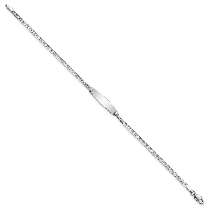 Solid 14K White Gold Semisolid Soft Diamond Shape Anchor ID Bracelet MDS Bracelets Solid 14K White Gold Semisolid Soft Diamond Shape Anchor ID Bracelet MDS Bracelets