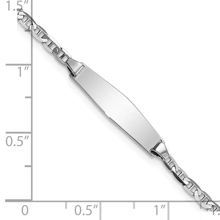 Solid 14K White Gold Semisolid Soft Diamond Shape Anchor ID Bracelet MDS Bracelets Solid 14K White Gold Semisolid Soft Diamond Shape Anchor ID Bracelet MDS Bracelets