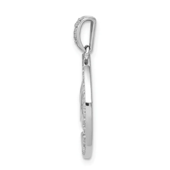 Solid 14k White Gold Simulated CZ Allah Star and Crescent Pendant Goldia Necklaces