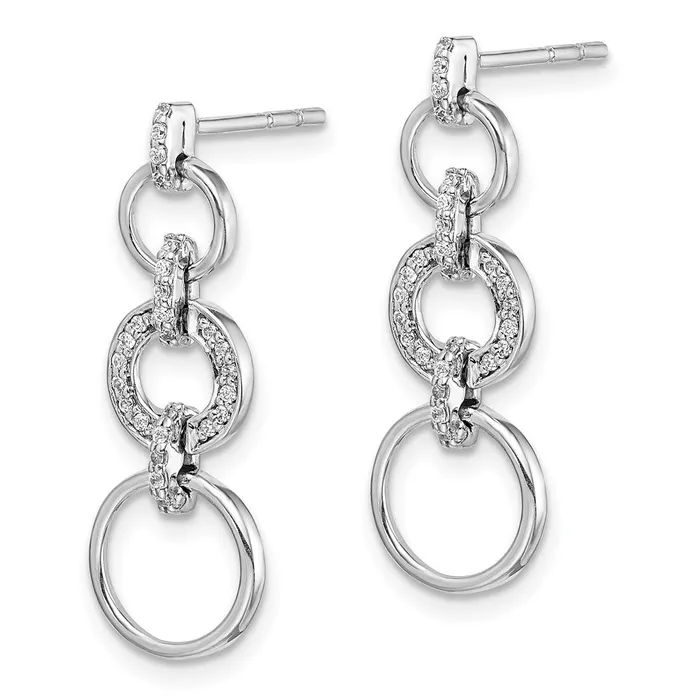 Solid 14k White Gold Simulated CZ Fancy Dangle Earrings Goldia Earrings Solid 14k White Gold Simulated CZ Fancy Dangle Earrings Goldia Earrings