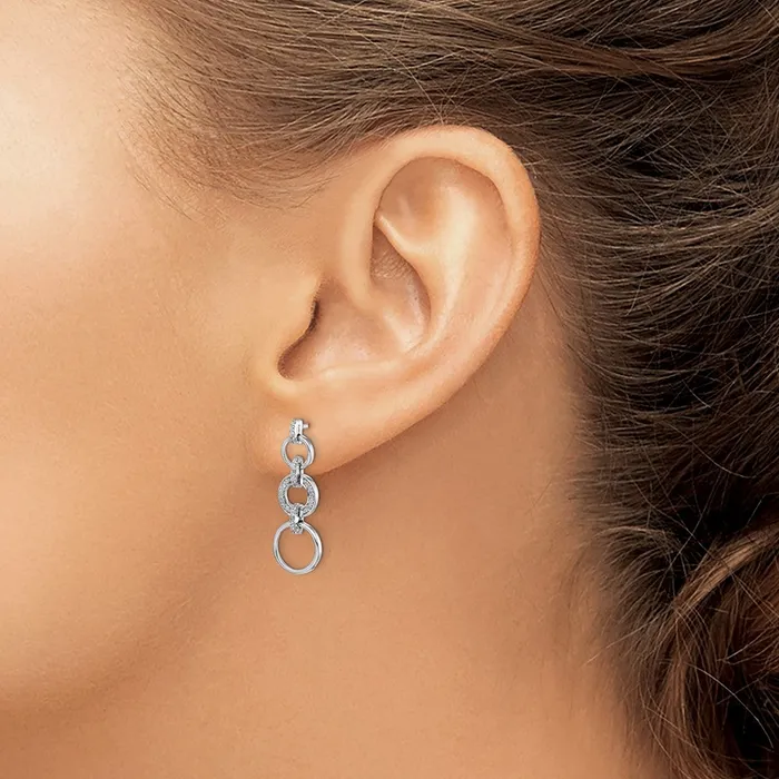 Solid 14k White Gold Simulated CZ Fancy Dangle Earrings Goldia Earrings Solid 14k White Gold Simulated CZ Fancy Dangle Earrings Goldia Earrings