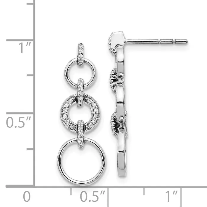 Solid 14k White Gold Simulated CZ Fancy Dangle Earrings Goldia Earrings Solid 14k White Gold Simulated CZ Fancy Dangle Earrings Goldia Earrings