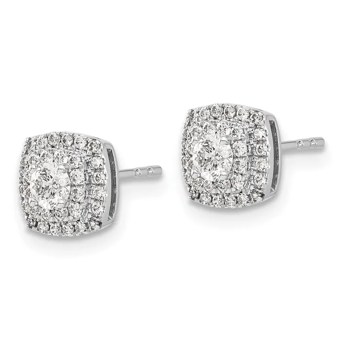 Solid 14k White Gold Simulated CZ Halo Post Earrings Goldia Earrings Solid 14k White Gold Simulated CZ Halo Post Earrings Goldia Earrings