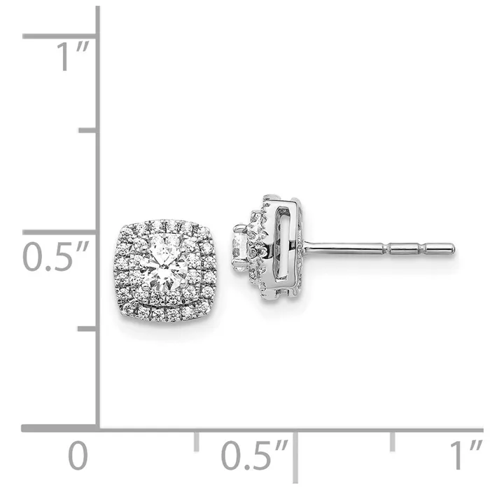 Solid 14k White Gold Simulated CZ Halo Post Earrings Goldia Earrings Solid 14k White Gold Simulated CZ Halo Post Earrings Goldia Earrings