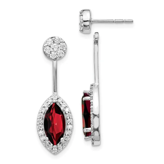 Solid 14k White Gold Simulated CZ SimulatedMarquise Garnet FrontBacK Earrings Goldia Earrings Solid 14k White Gold Simulated CZ SimulatedMarquise Garnet FrontBacK Earrings Goldia Earrings