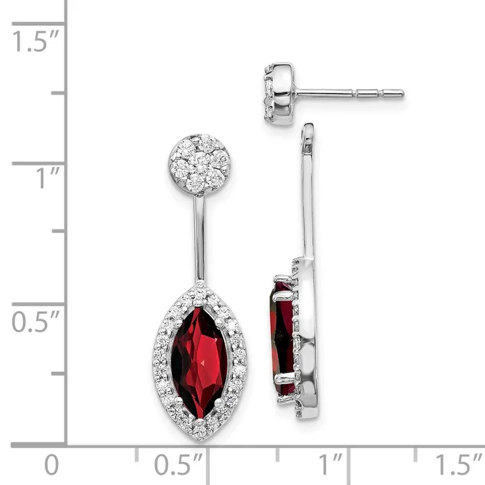 Solid 14k White Gold Simulated CZ SimulatedMarquise Garnet FrontBacK Earrings Goldia Earrings Solid 14k White Gold Simulated CZ SimulatedMarquise Garnet FrontBacK Earrings Goldia Earrings