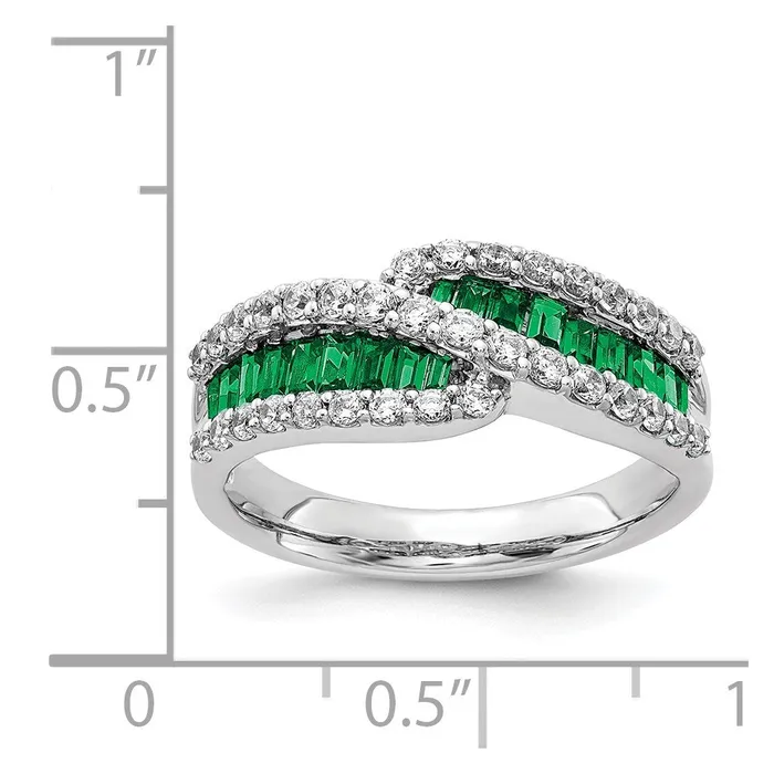 Solid 14k White Gold Simulated Emerald CZ Ring Goldia Rings