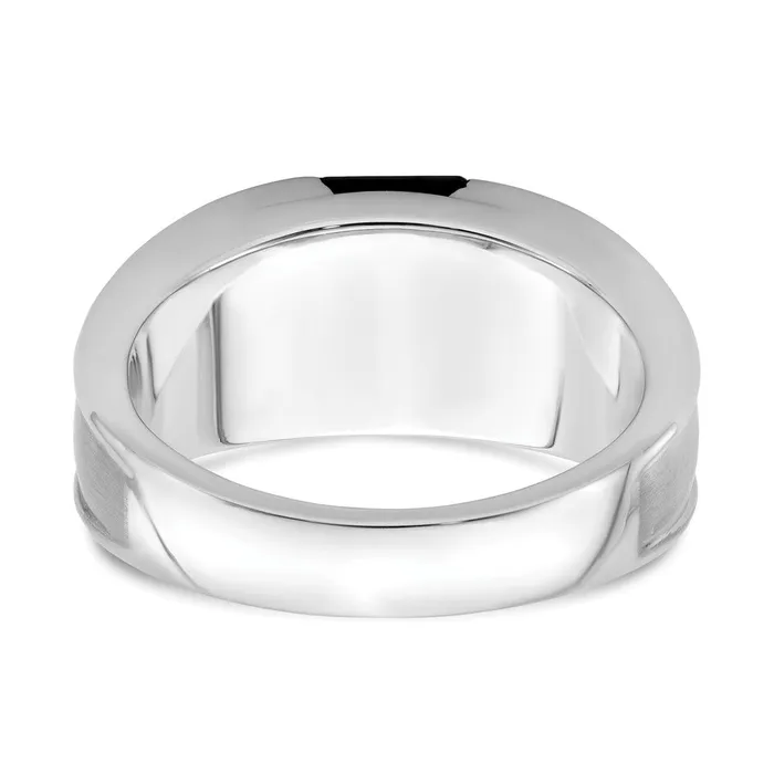 Solid 14k White Gold Simulated Onyx and CZ Mens Ring Goldia Rings