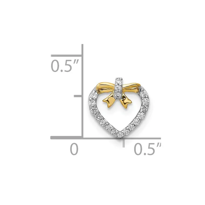 Solid 14k White Gold w Yellow Rhod Polished 110ct Simulated CZ Heart Bow Chain Slide Goldia Necklaces