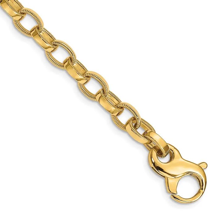 Solid 14K Yellow Gold 22 inch 62mm Hand Polished with Ridged Edge Fancy Link Fancy Lobster Clasp Chain Necklace MDS Necklaces Solid 14K Yellow Gold 22 inch 62mm Hand Polished with Ridged Edge Fancy Link Fancy Lobster Clasp Chain Necklace MDS Necklaces