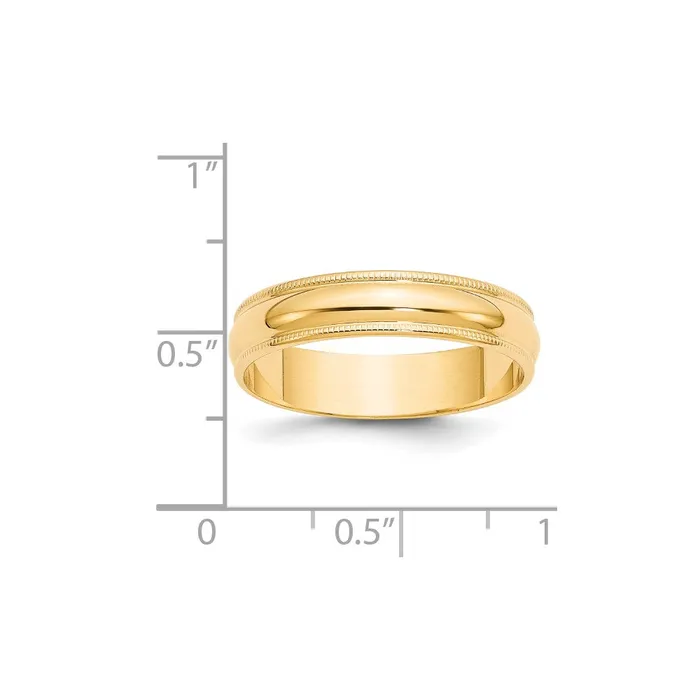 Solid 14K Yellow Gold 5mm Light Weight Milgrain Half Round MensWomens Wedding Band Ring Size 85 Goldia Rings Solid 14K Yellow Gold 5mm Light Weight Milgrain Half Round MensWomens Wedding Band Ring Size 85 Goldia Rings