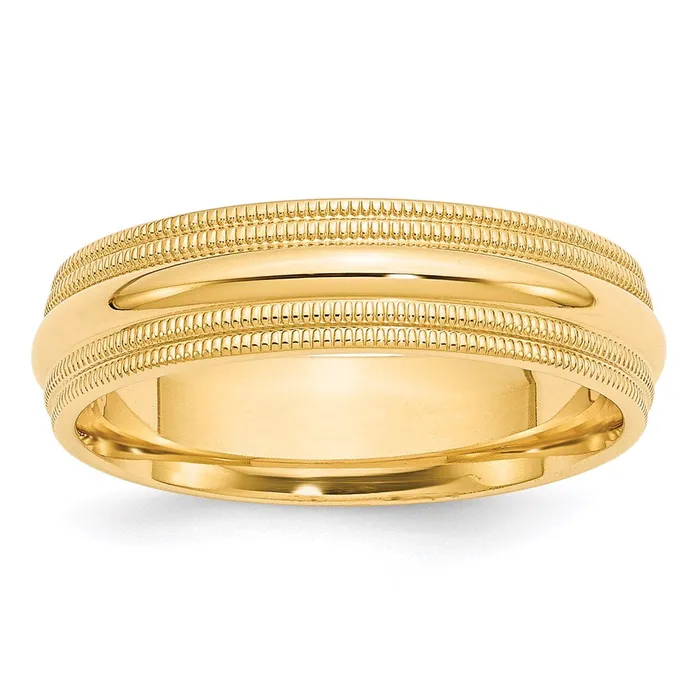 Solid 14K Yellow Gold 6mm Double Milgrain Comfort Fit MensWomens Wedding Band Ring Size 75 Goldia Rings Solid 14K Yellow Gold 6mm Double Milgrain Comfort Fit MensWomens Wedding Band Ring Size 75 Goldia Rings