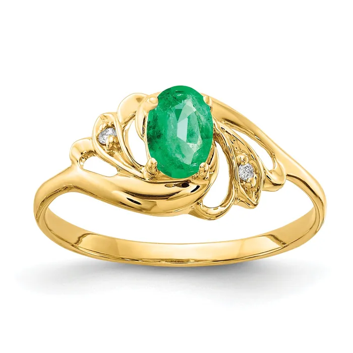 Solid 14k Yellow Gold 6x4mm Oval Simulated Emerald AA CZ Ring Goldia Rings Solid 14k Yellow Gold 6x4mm Oval Simulated Emerald AA CZ Ring Goldia Rings