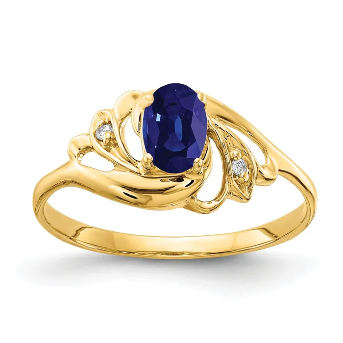 Solid 14k Yellow Gold 6x4mm Oval Simulated Sapphire VS CZ Ring Goldia Rings Solid 14k Yellow Gold 6x4mm Oval Simulated Sapphire VS CZ Ring Goldia Rings