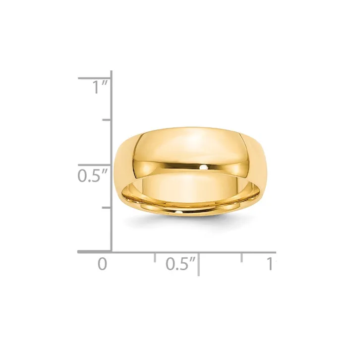 Solid 14K Yellow Gold 7mm Light Weight Comfort Fit MensWomens Wedding Band Ring Size 85 Goldia Rings Solid 14K Yellow Gold 7mm Light Weight Comfort Fit MensWomens Wedding Band Ring Size 85 Goldia Rings