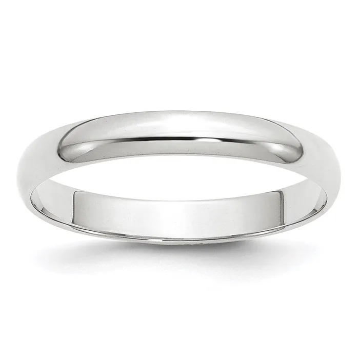 Solid 18K White Gold 3mm Light Weight Half Round MensWomens Wedding Band Ring Size 10 Goldia Rings Solid 18K White Gold 3mm Light Weight Half Round MensWomens Wedding Band Ring Size 10 Goldia Rings