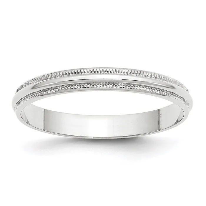 Solid 18K White Gold 3mm Light Weight Milgrain Half Round MensWomens Wedding Band Ring Size 8 Goldia Rings Solid 18K White Gold 3mm Light Weight Milgrain Half Round MensWomens Wedding Band Ring Size 8 Goldia Rings
