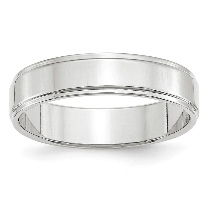 Solid 18K White Gold 5mm Flat with Step Edge MensWomens Wedding Band Ring Size 85 Goldia Rings Solid 18K White Gold 5mm Flat with Step Edge MensWomens Wedding Band Ring Size 85 Goldia Rings