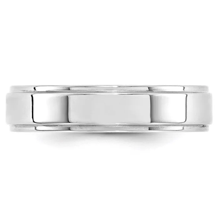 Solid 18K White Gold 5mm Flat with Step Edge MensWomens Wedding Band Ring Size 85 Goldia Rings Solid 18K White Gold 5mm Flat with Step Edge MensWomens Wedding Band Ring Size 85 Goldia Rings