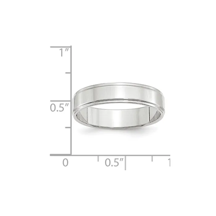 Solid 18K White Gold 5mm Flat with Step Edge MensWomens Wedding Band Ring Size 85 Goldia Rings Solid 18K White Gold 5mm Flat with Step Edge MensWomens Wedding Band Ring Size 85 Goldia Rings