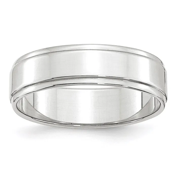Solid 18K White Gold 6mm Flat with Step Edge MensWomens Wedding Band Ring Size 9 Goldia Rings Solid 18K White Gold 6mm Flat with Step Edge MensWomens Wedding Band Ring Size 9 Goldia Rings